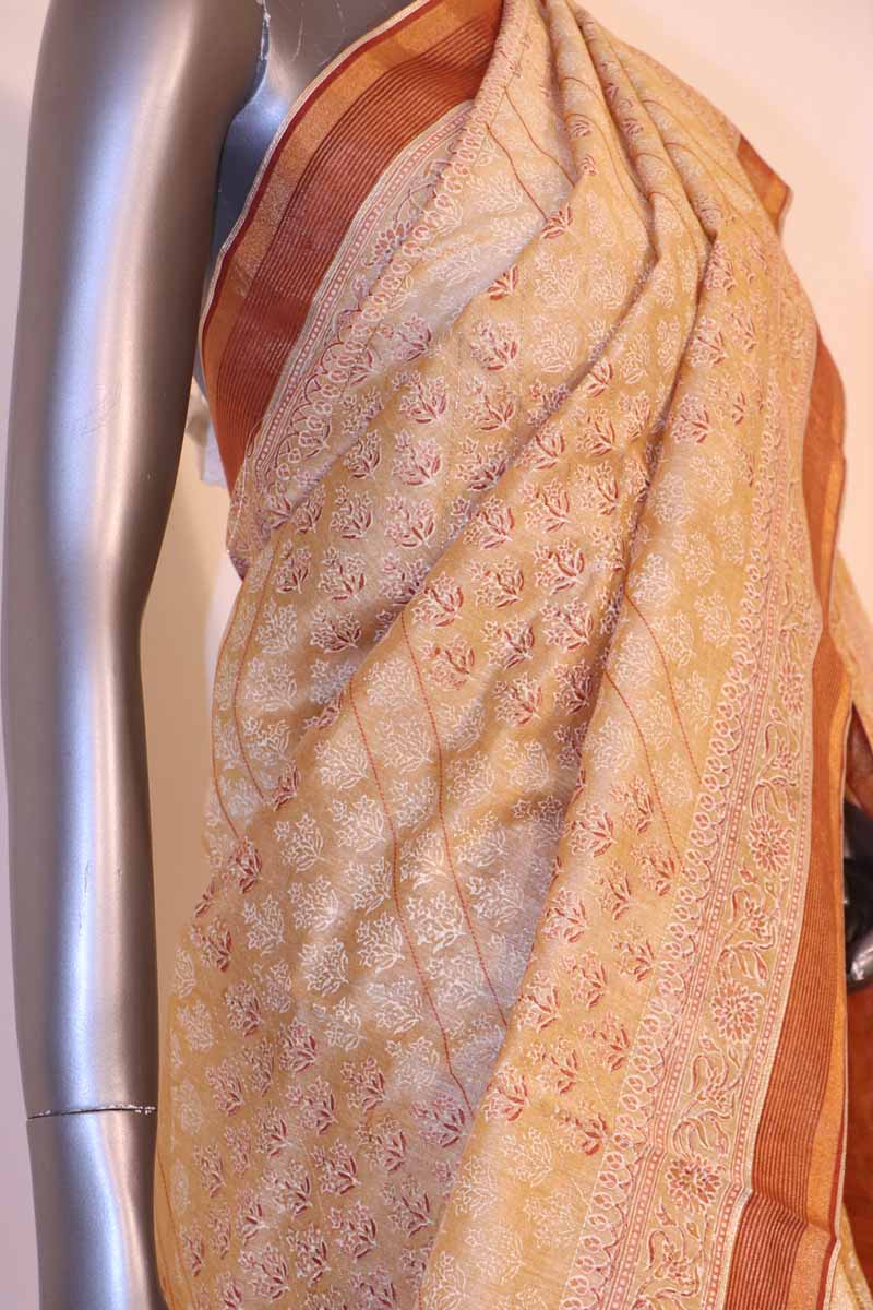 Abstract Tussar Printed Silk Saree 